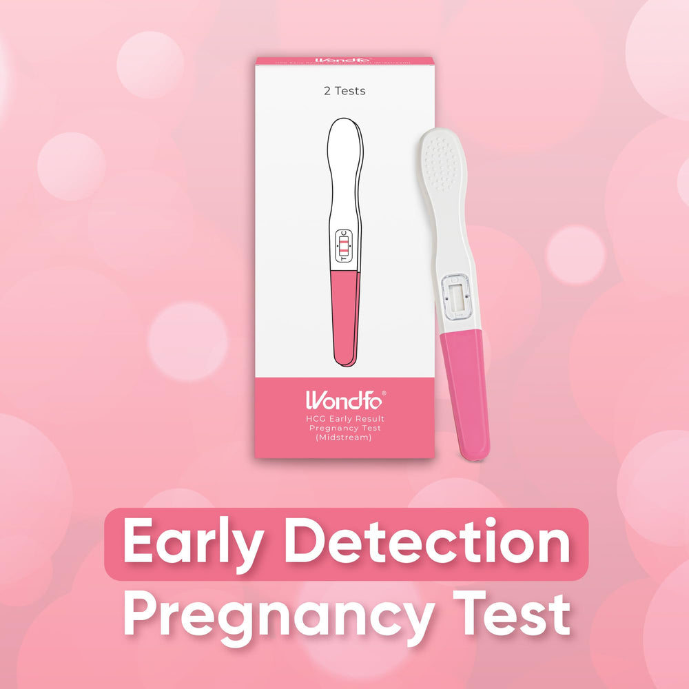 Wondfo 2-pack pregnancy test kit with outer packaging