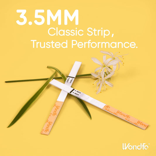 Close-up of Wondfo test strip with 10 mIU/mL sensitivity