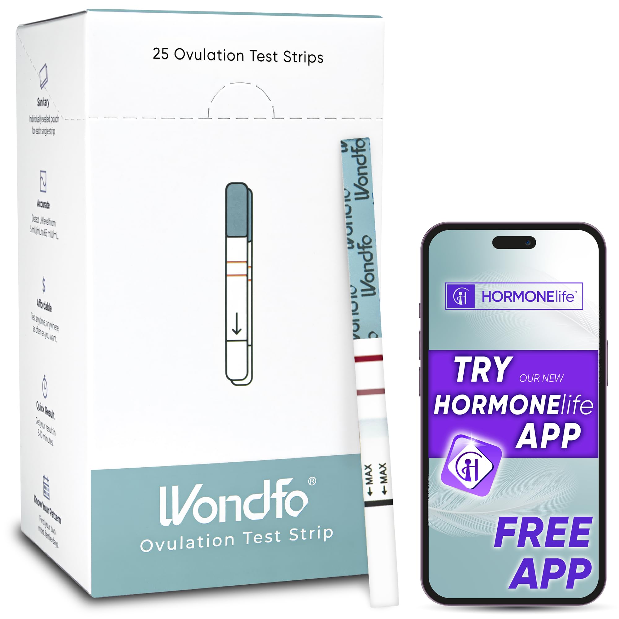 Wondfo Ovulation Test Strips 25-count kit front view