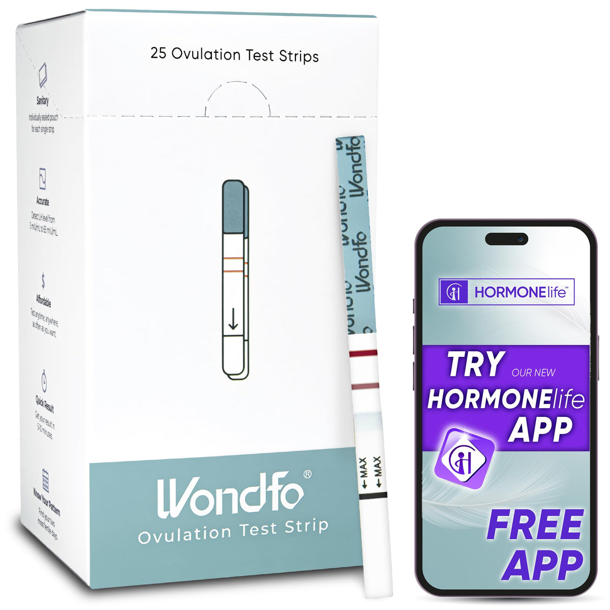 Wondfo Ovulation Test Strips 25-count kit front view