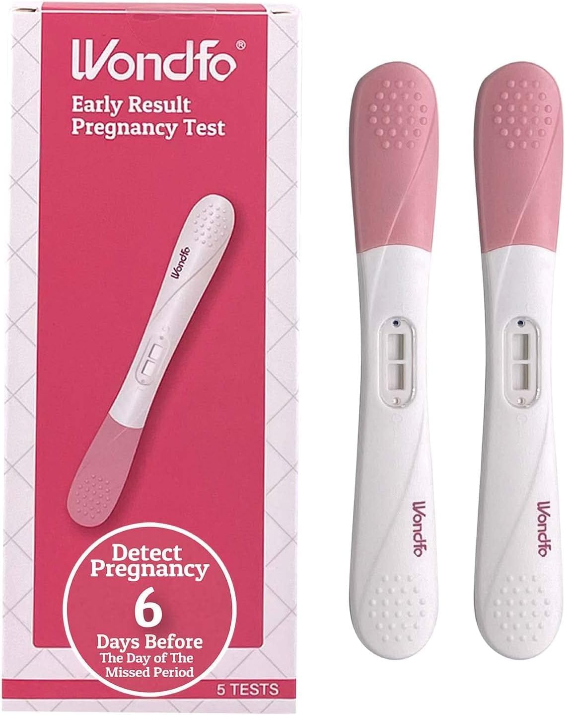 Front view of Wondfo Early Result Pregnancy Test 5-Pack