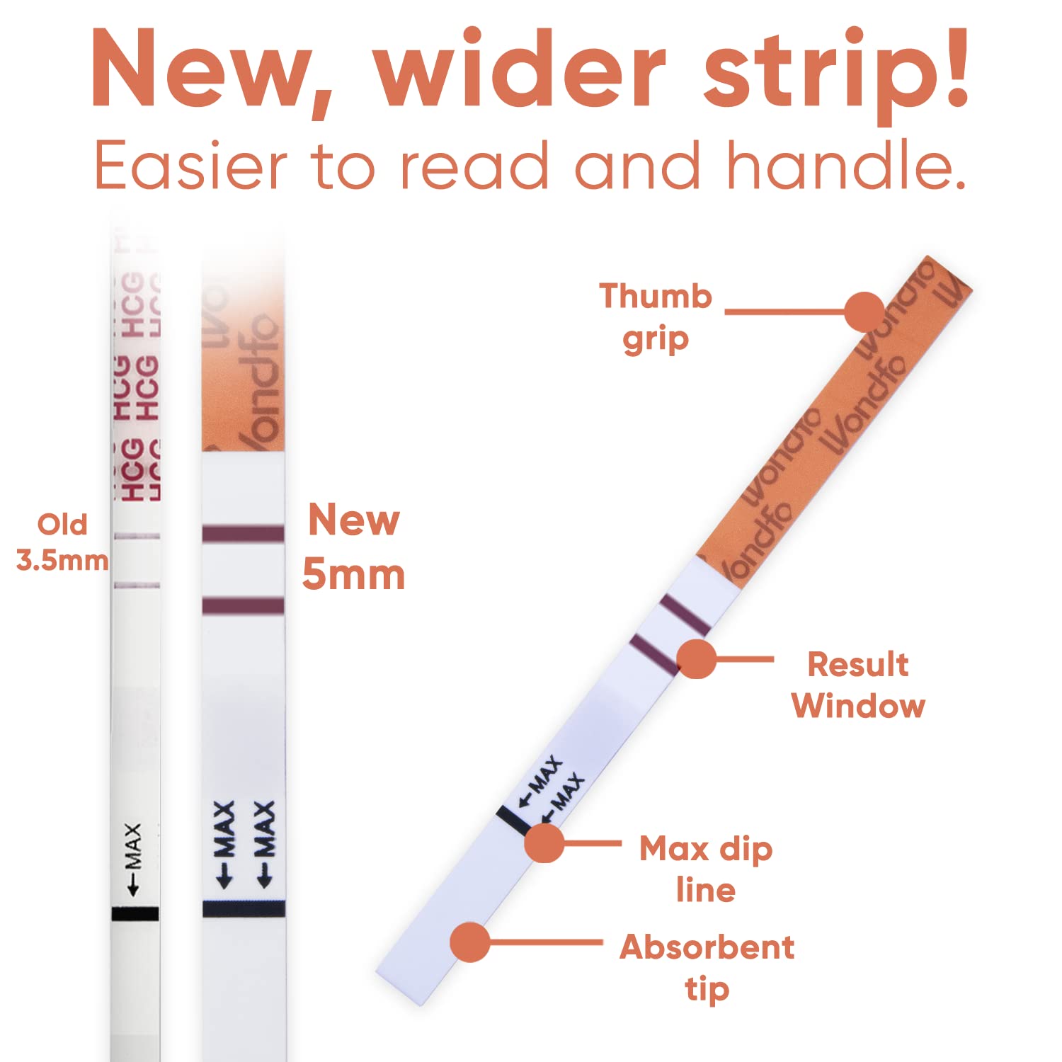 Wondfo wider 5 mm test strip for easier readability