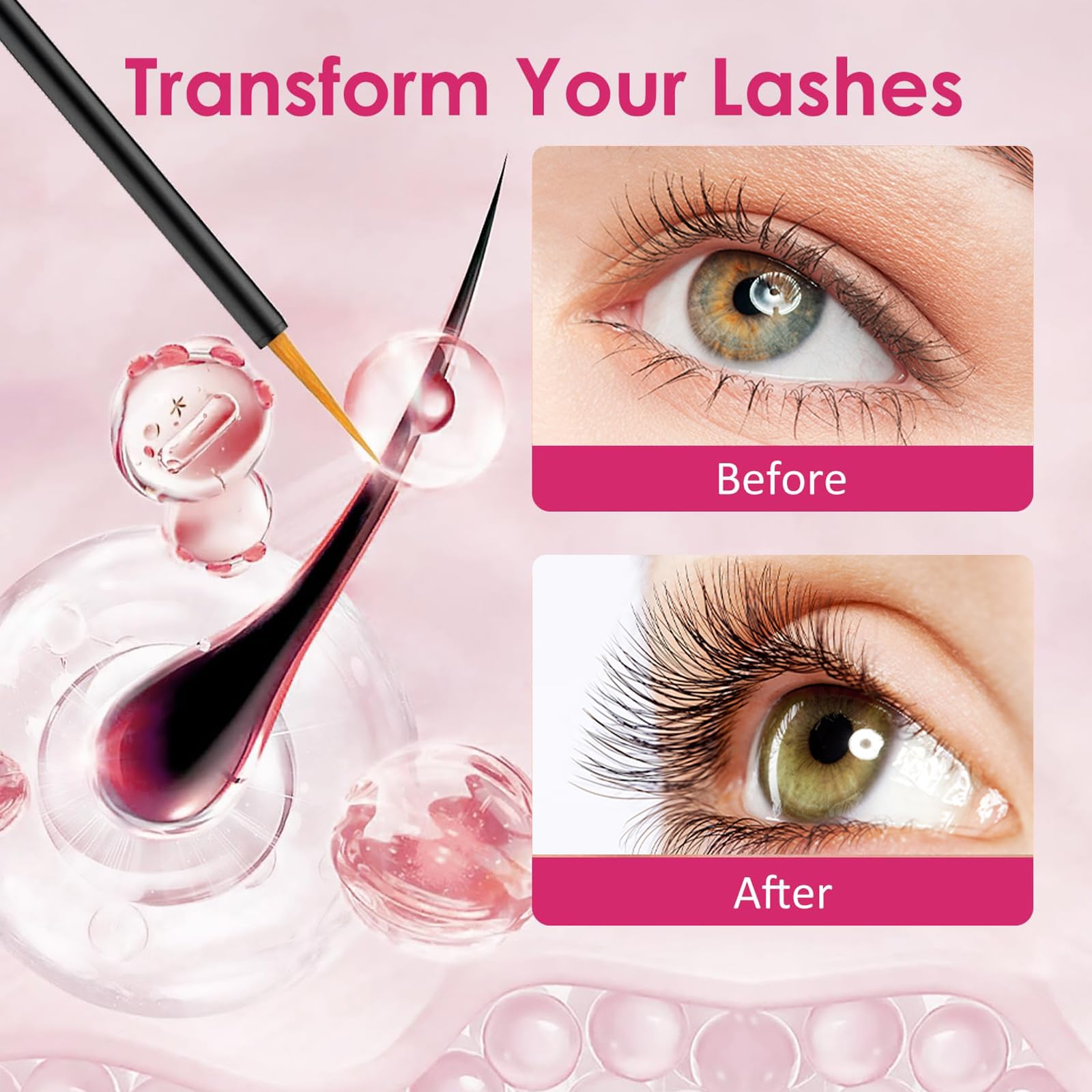 WONERBE Eyelash Serum brush tip applying along lashes for even coverage