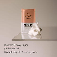 Woo More Play Freshies aloe vera texture detail suggests gentle, soothing feel.