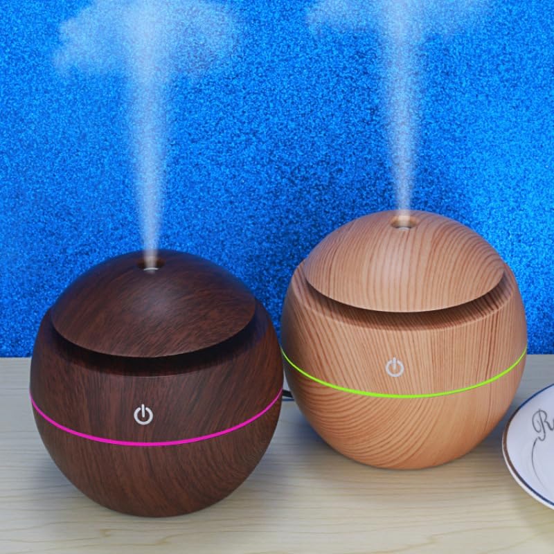 Wood Grain Mushroom Mini Diffuser packaging display highlights gift-ready design and decor compatibility.