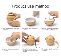 Wood Grain Mushroom Mini Diffuser water tank closeup emphasizes 130ml capacity for extended diffusion.