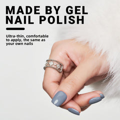 Step-by-step application of Haze Blue nails for quick at-home manicure