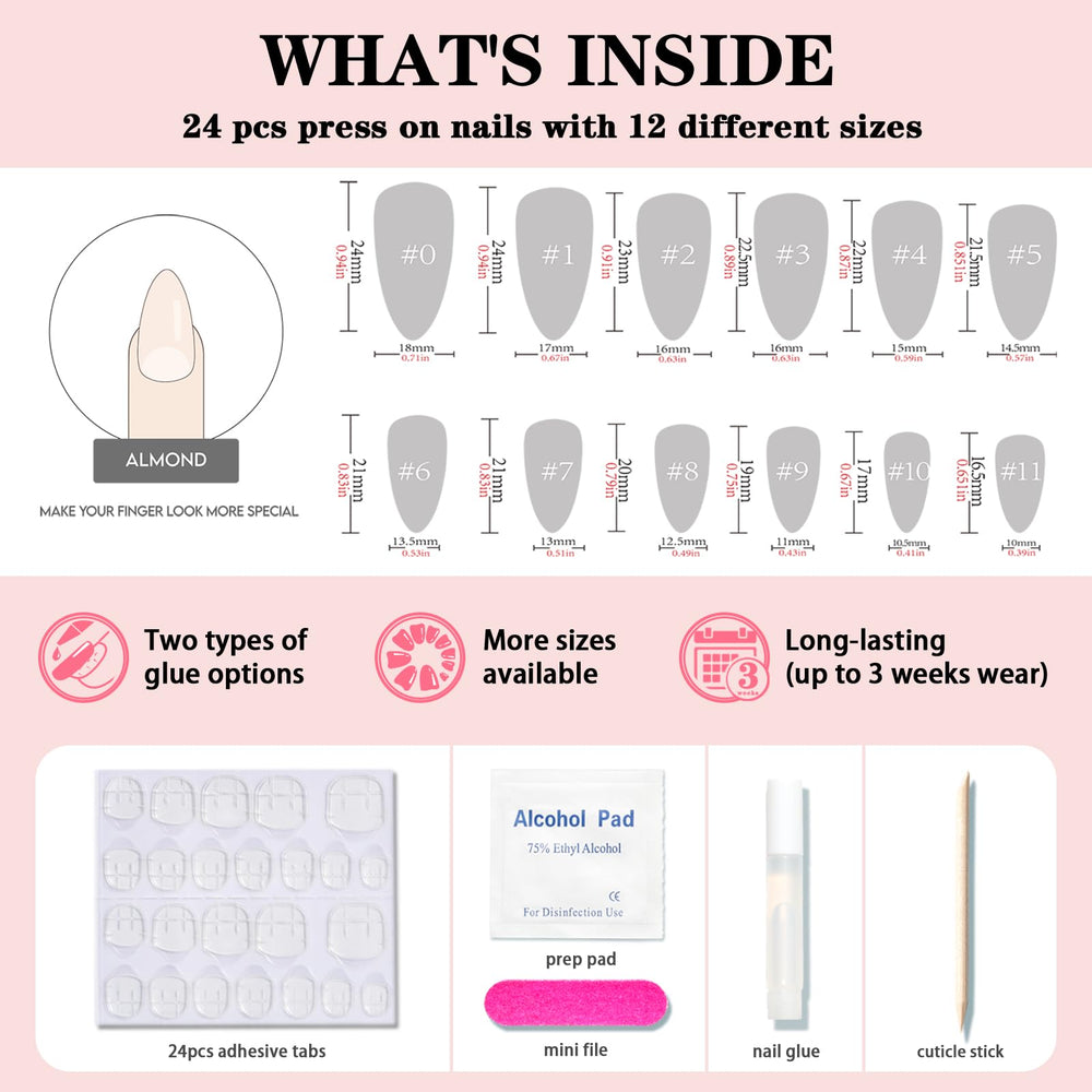 WOOYAS Matte almond nails showcased for weddings, parties, and dates.