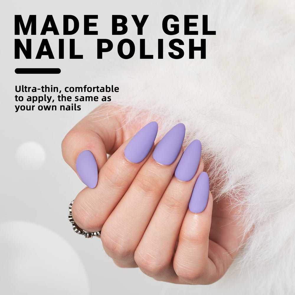 WOOYAS Soft gel press-on nails for easy removal and gentle on natural nails.