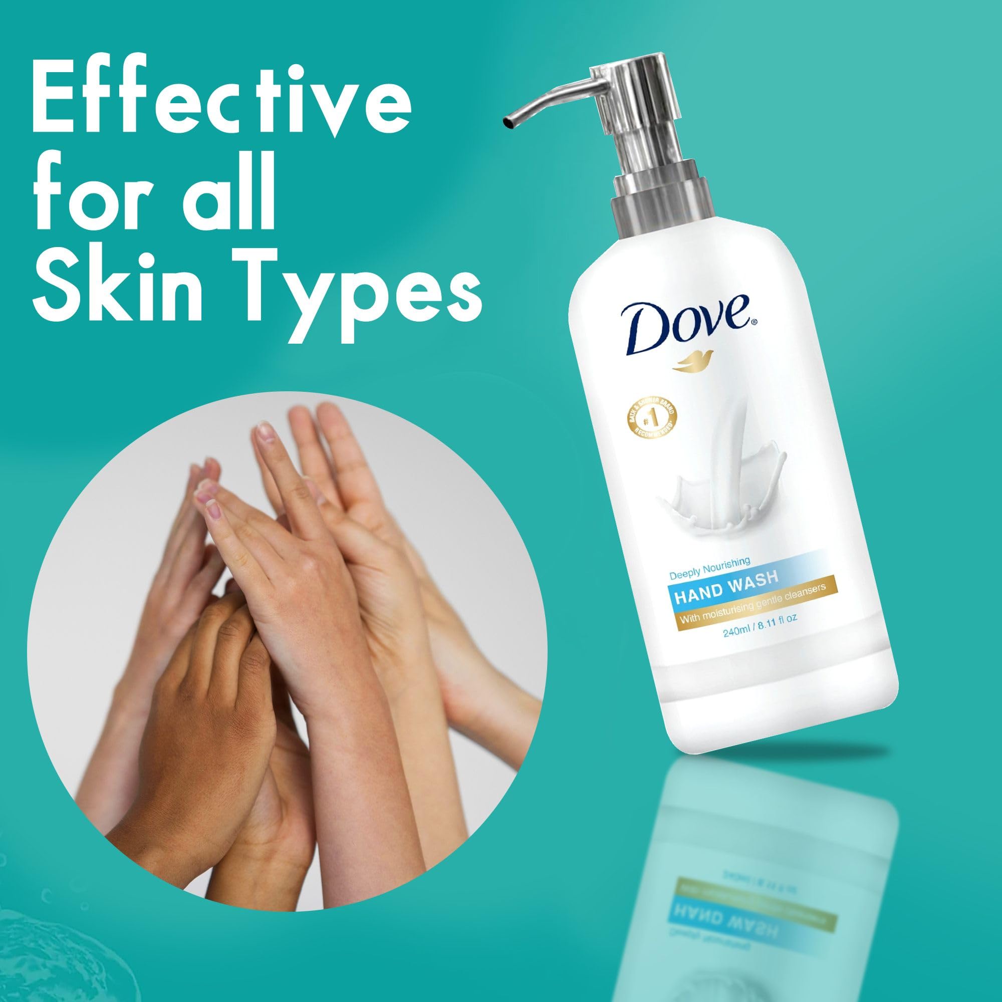 World Amenities Dove Hand Wash bathroom scene for shared spaces.