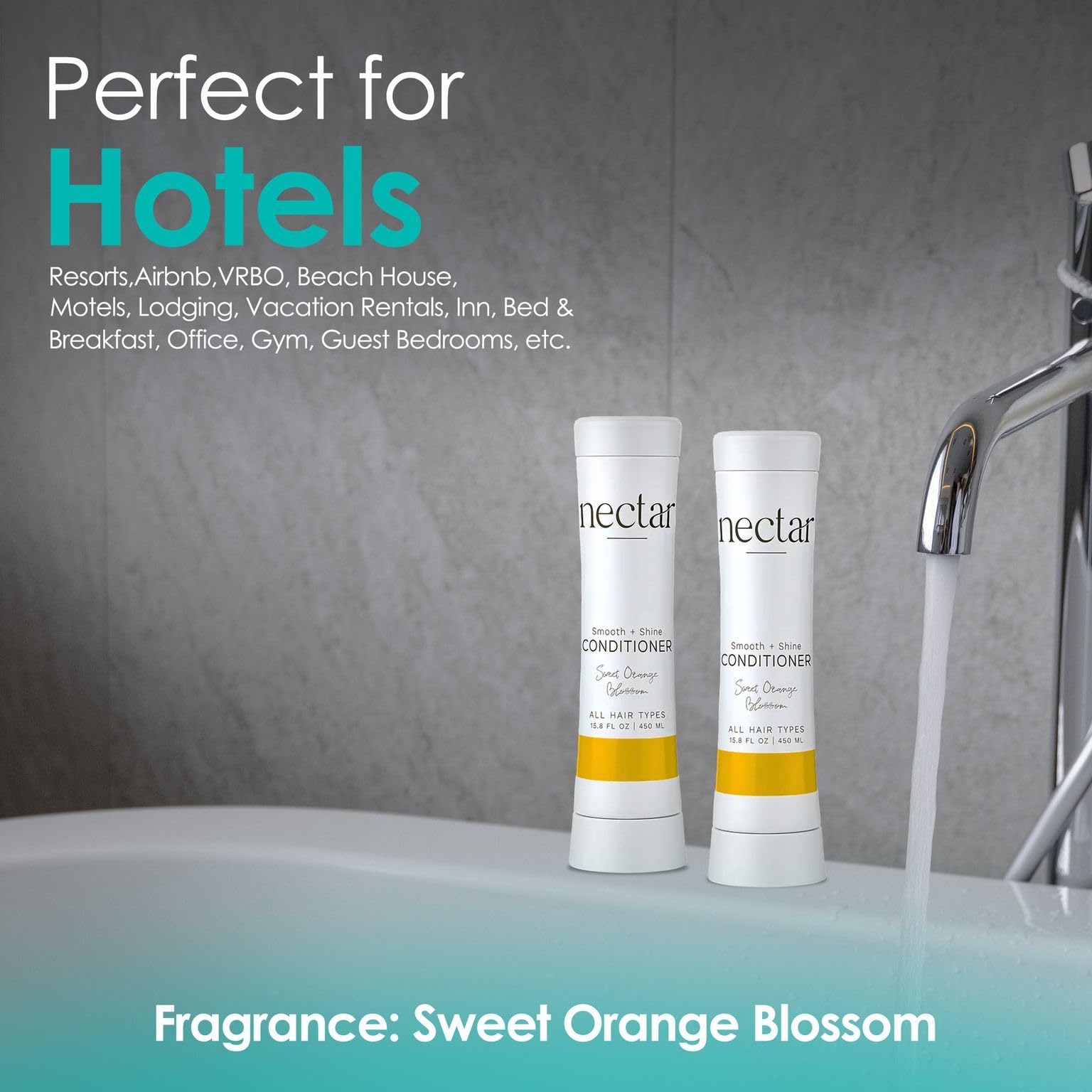 Nectar conditioner flows from bottle for smooth distribution