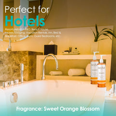 World Amenities Nectar pump bottle showcasing orange-blossom fragrance for spa-like at-home care