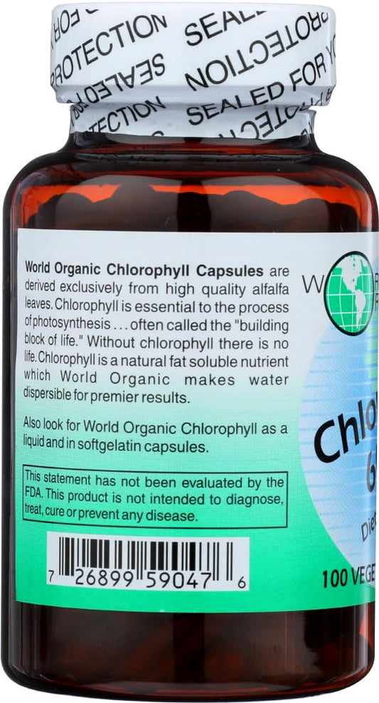 World Organic Chlorophyll 60mg bottle label close-up