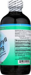 Back of World Organics Chlorophyll Liquid bottle showing nutrition facts