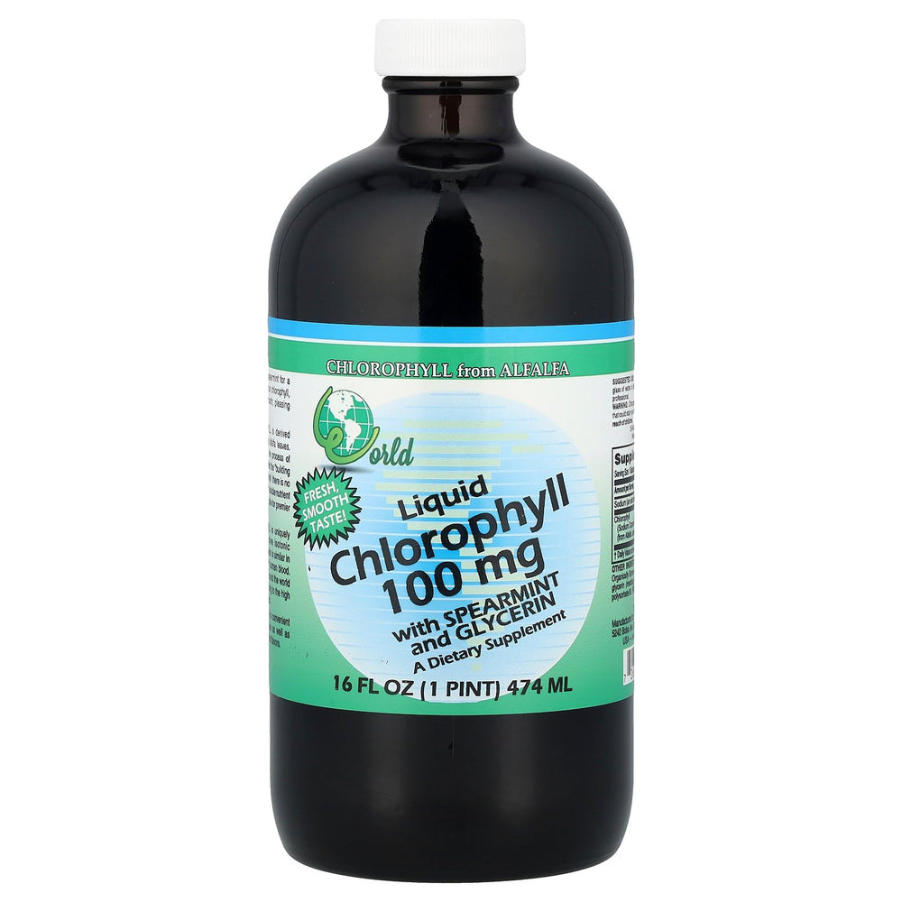 World Organics Liquid Chlorophyll with Spearmint bottle 16 oz