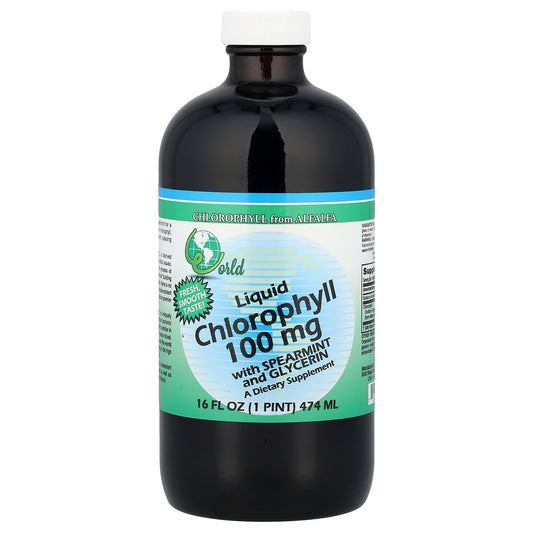 World Organics Liquid Chlorophyll with Spearmint bottle 16 oz