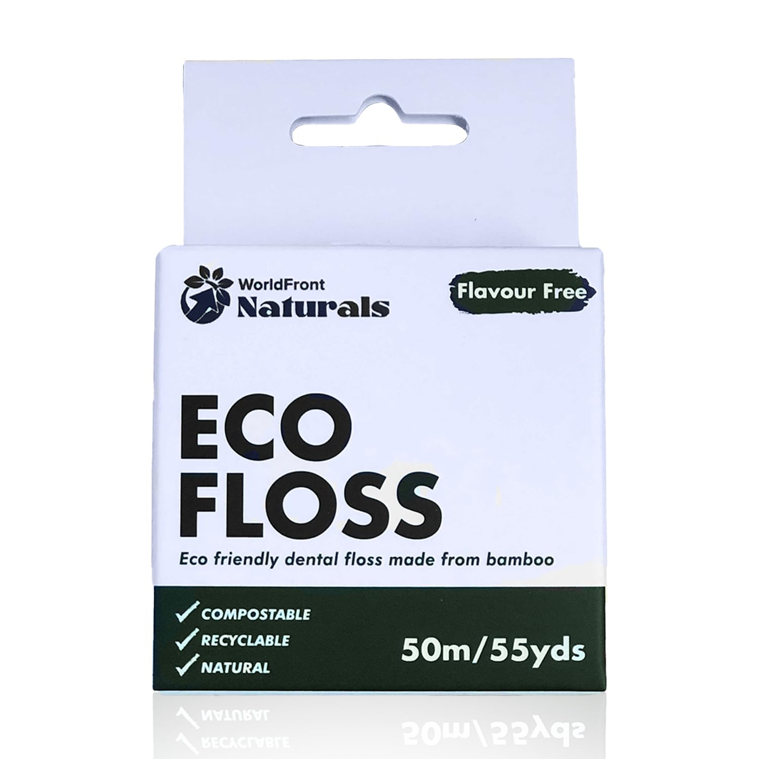 WorldFront Naturals bamboo dental floss (50m) in white