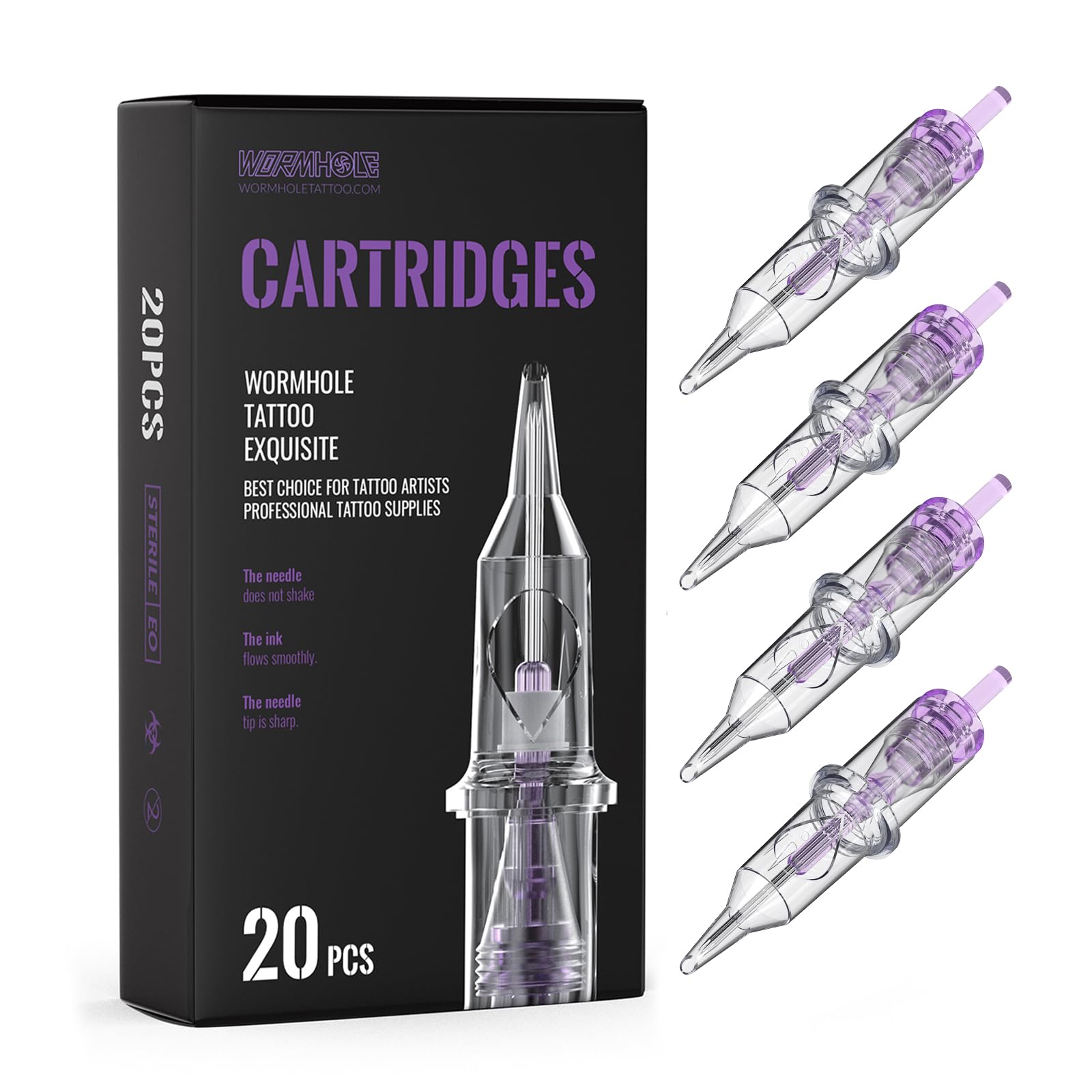 Wormhole Tattoo 1013RL liner cartridge for lining with enhanced ink pickup.