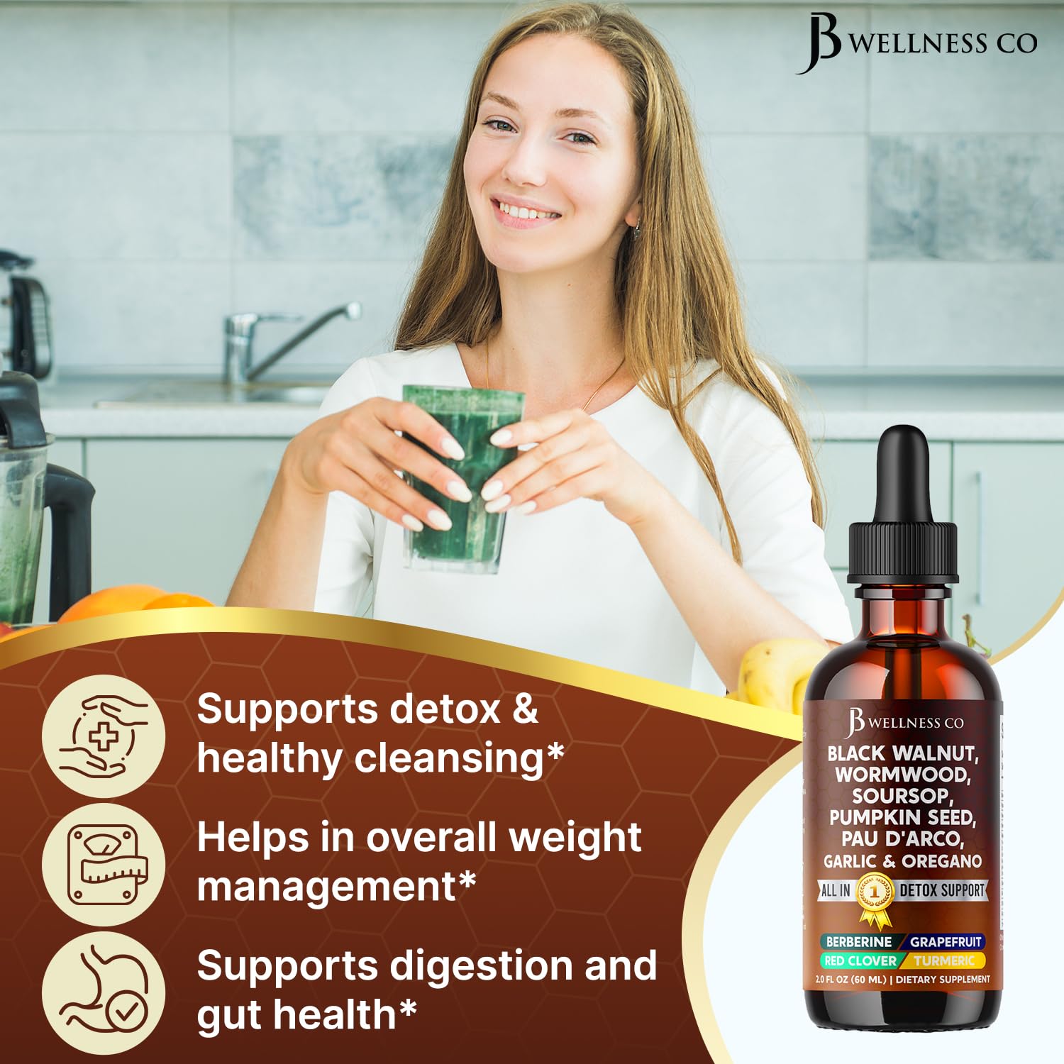 Wormwood Black Walnut Cleanse Drops bottle with dropper