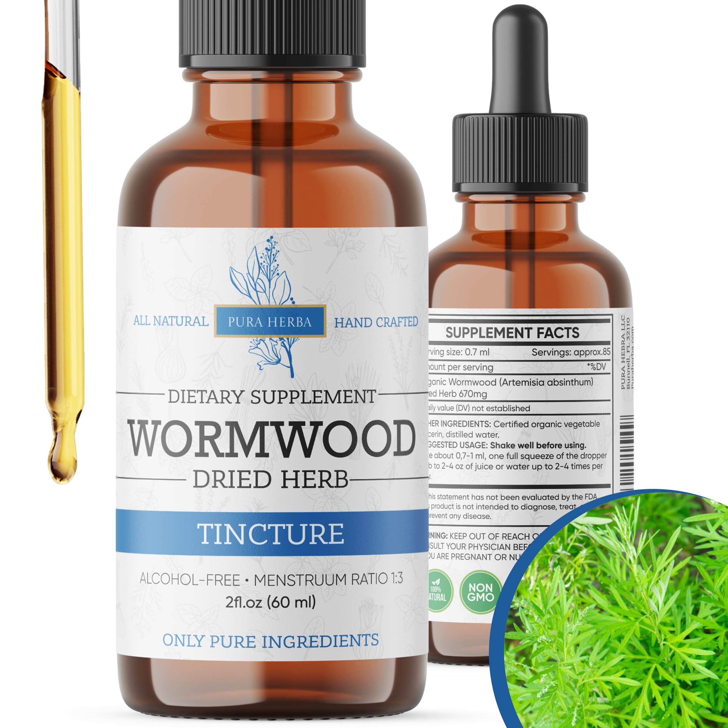 Wormwood Organic Tincture bottle 2 oz