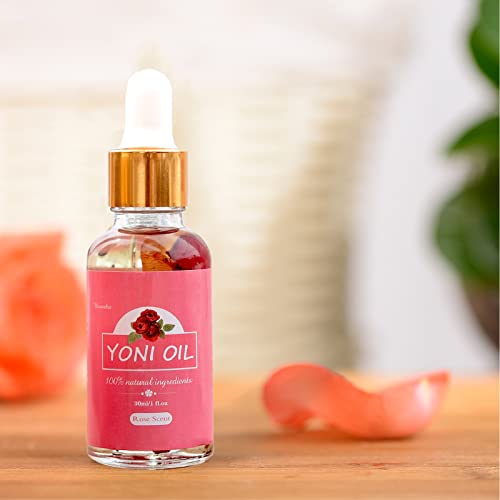 Wovarkie yoni oil label highlights 100% natural formula for gentle care.