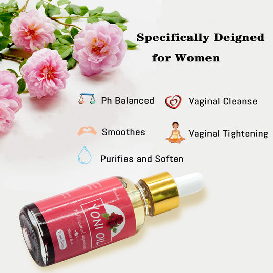 Wovarkie yoni oil rose petals close-up shows natural fragrance.