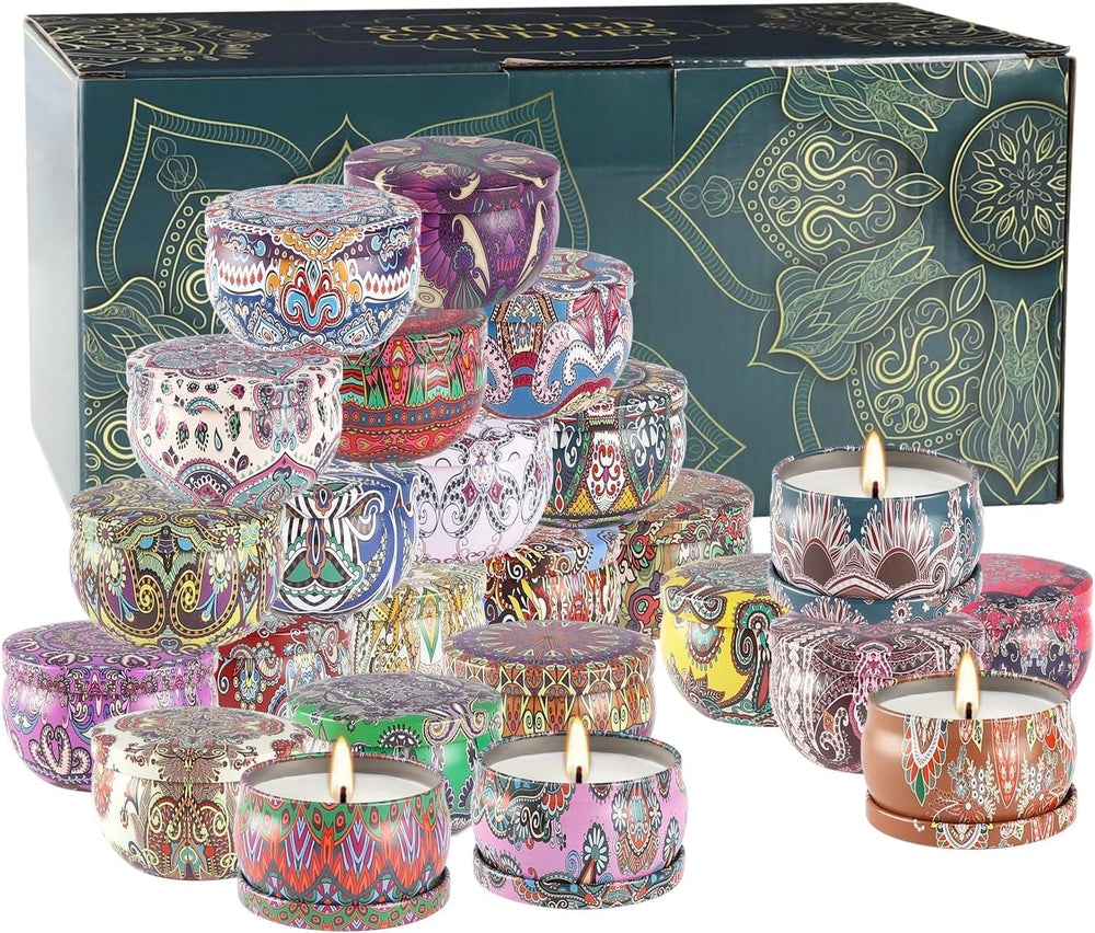 Assorted fragrance candles including Cosmos Spec Mars and Velvet Woods