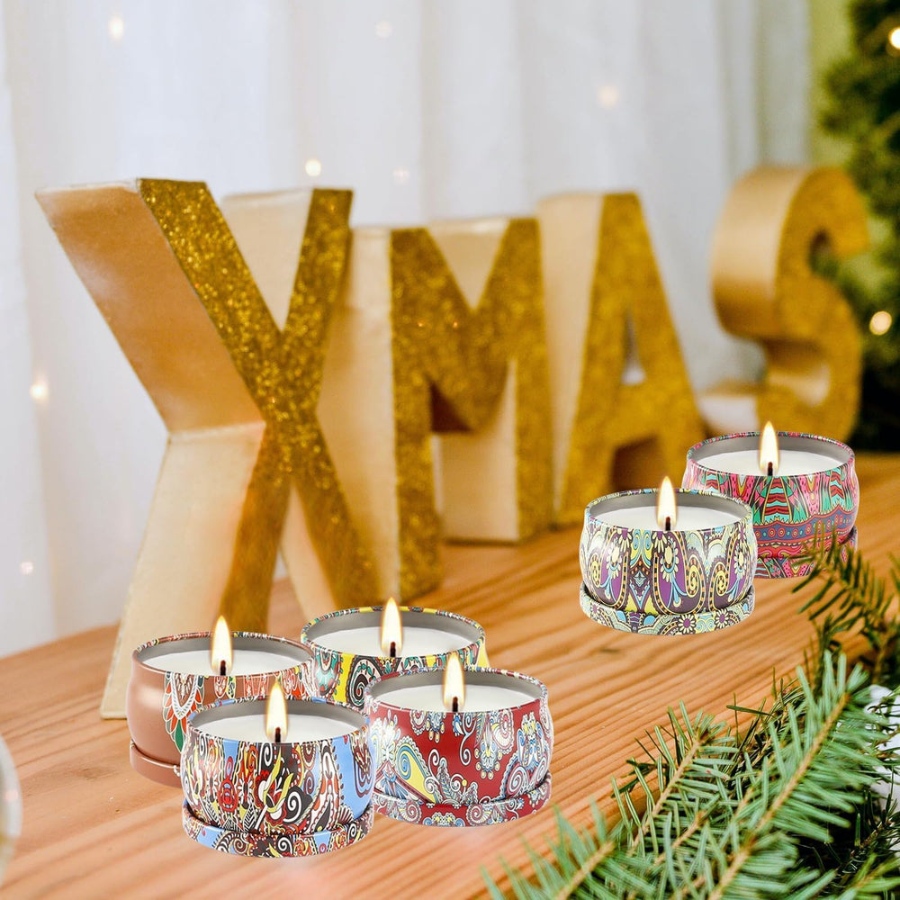 Close-up of each jar showing soy wax and wicks