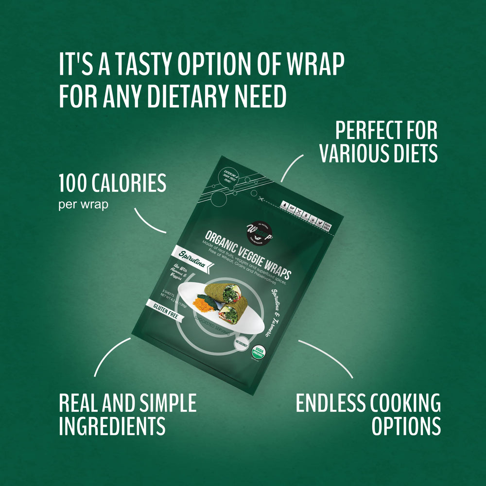 Gluten-free wrap ingredients featuring turmeric and spirulina