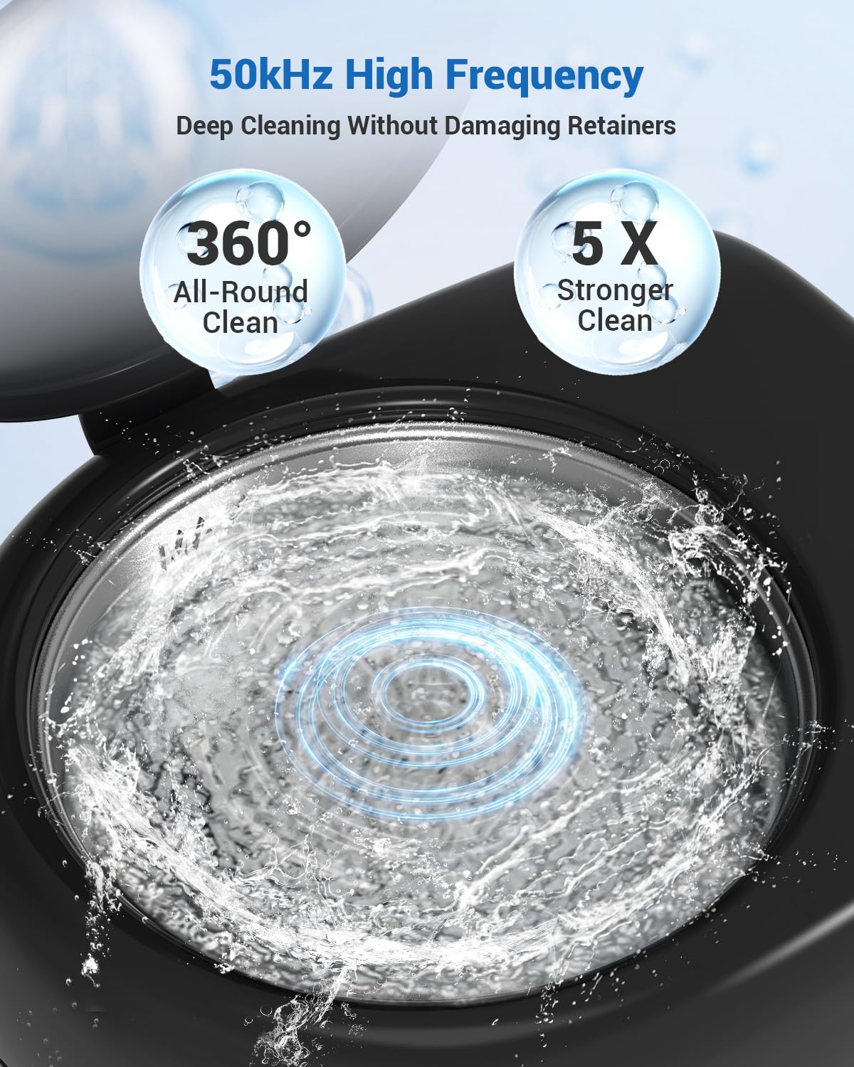 Illustration of 50kHz ultrasonic cleaning technology