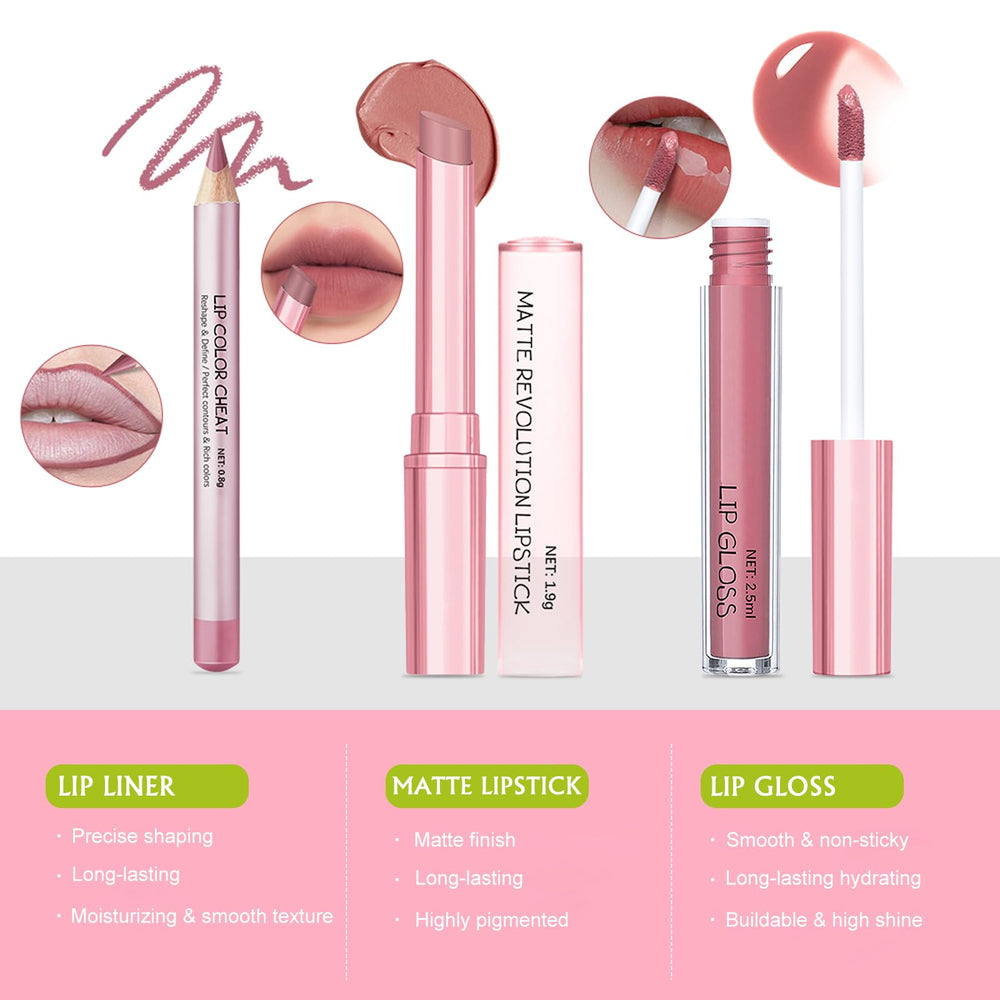 Wugbc Nude Pink Lipstick offers rich matte color and smooth application.