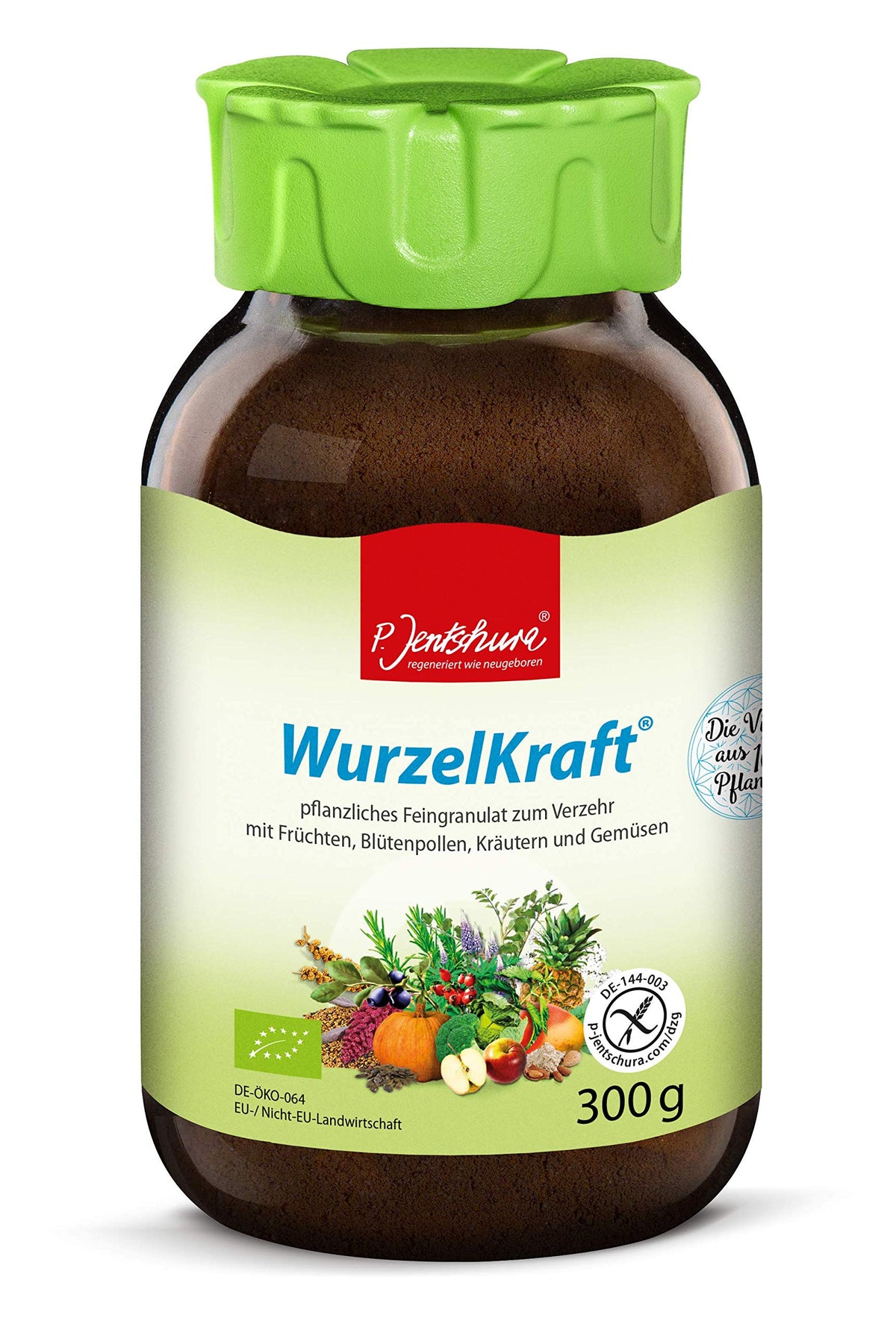 Front view of Dr. Jentschura WurzelKraft 300g packaging