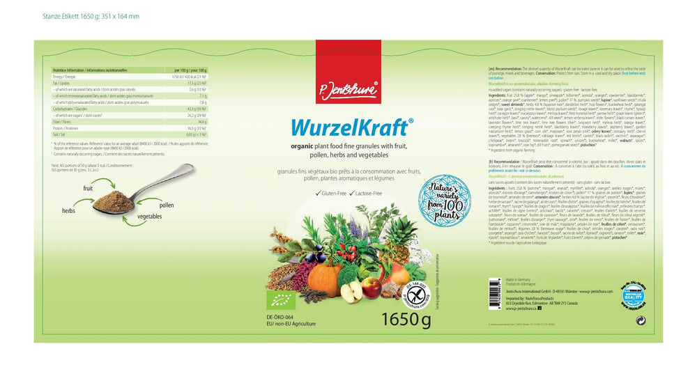 WurzelKraft powder being mixed into a smoothie or porridge