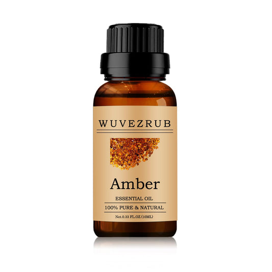 Amber essential oil bottle 10ml with Wuvezrub label
