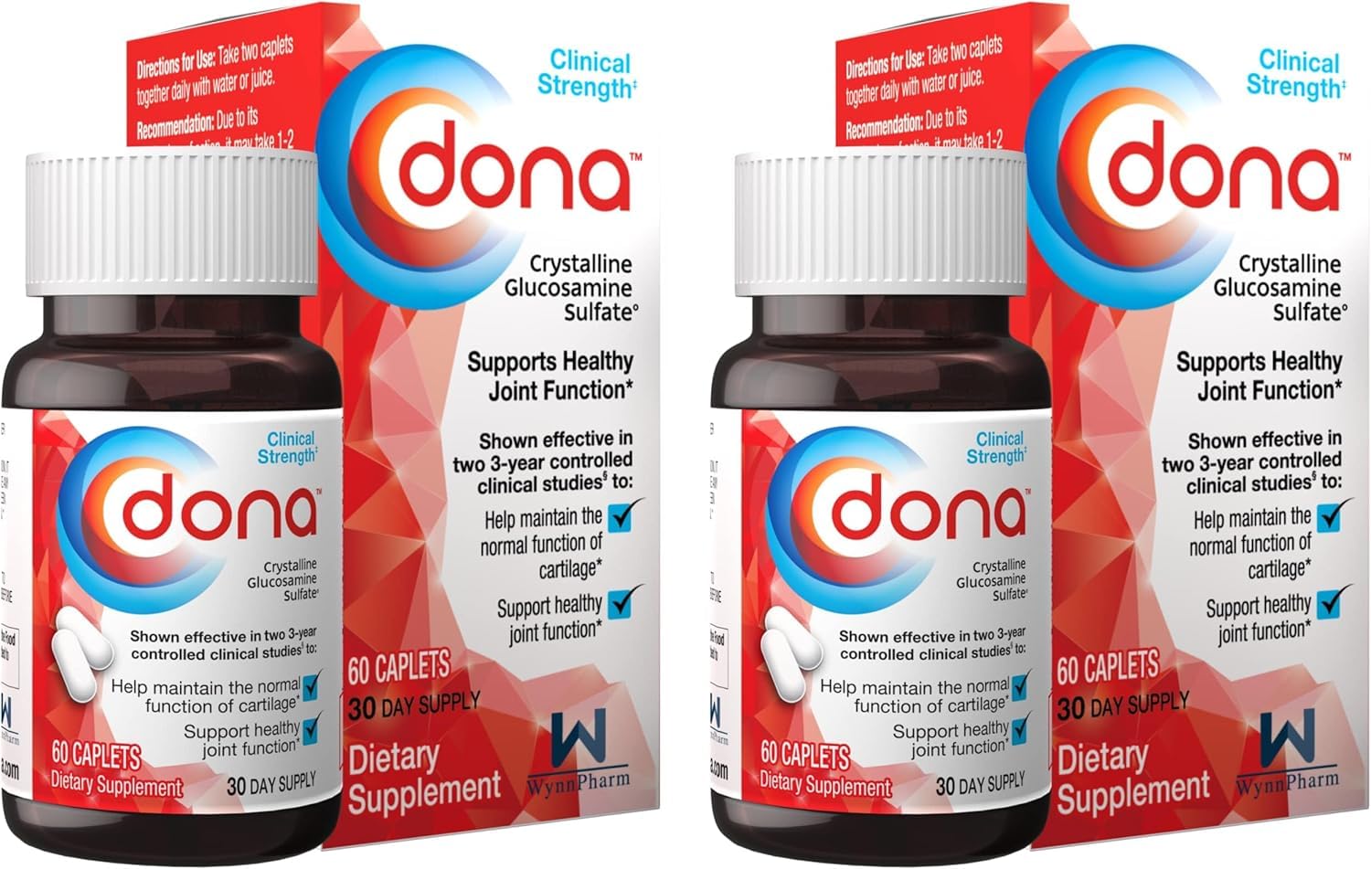 WynnPharm Dona Glucosamine Sulfate 750 mg bottle, 60-count, 2-pack