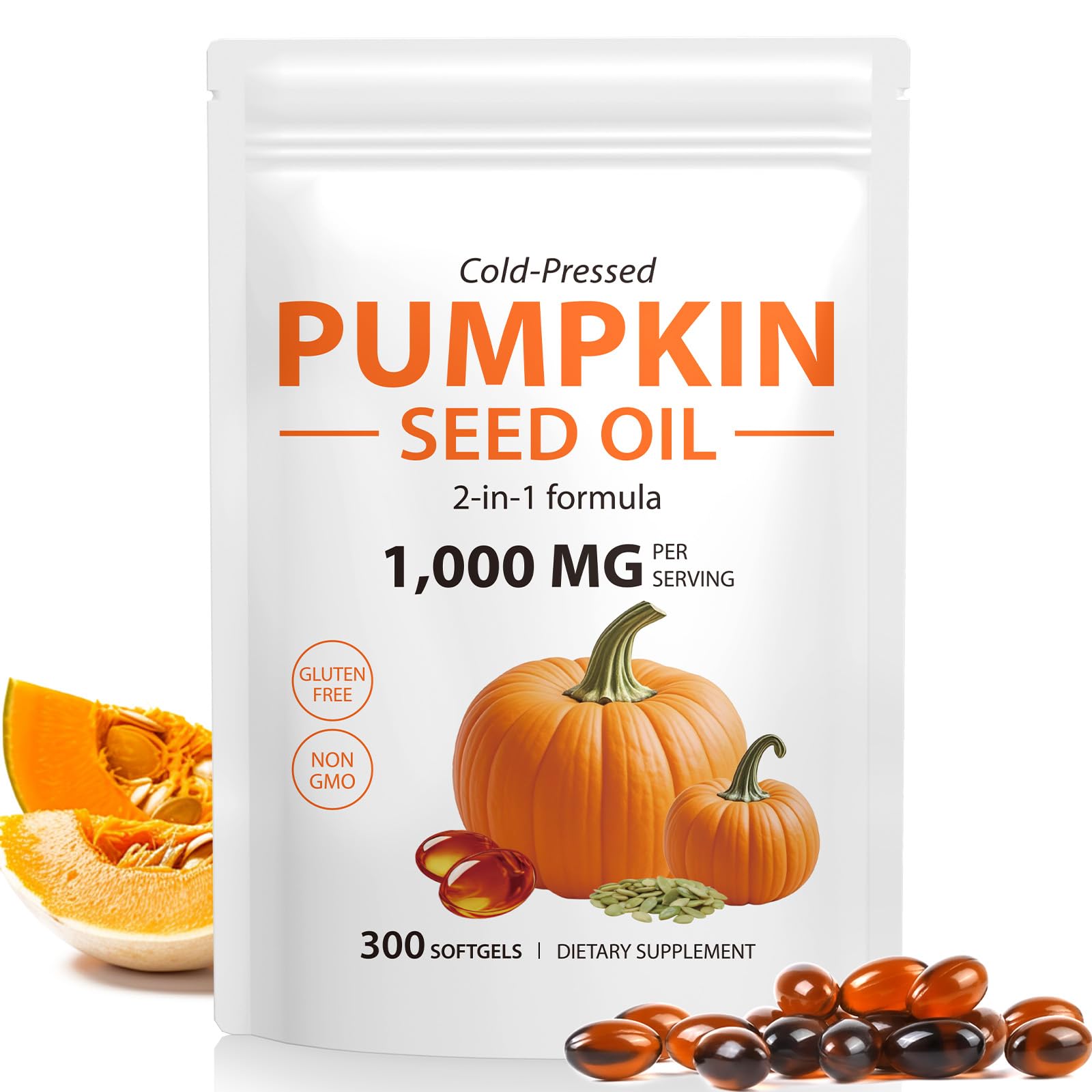 Xaarty Pumpkin Seed Oil Capsules bottle front showing 300 softgels