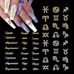 XEAOHESY zodiac nail charms kit in gold and silver for chic manicures.
