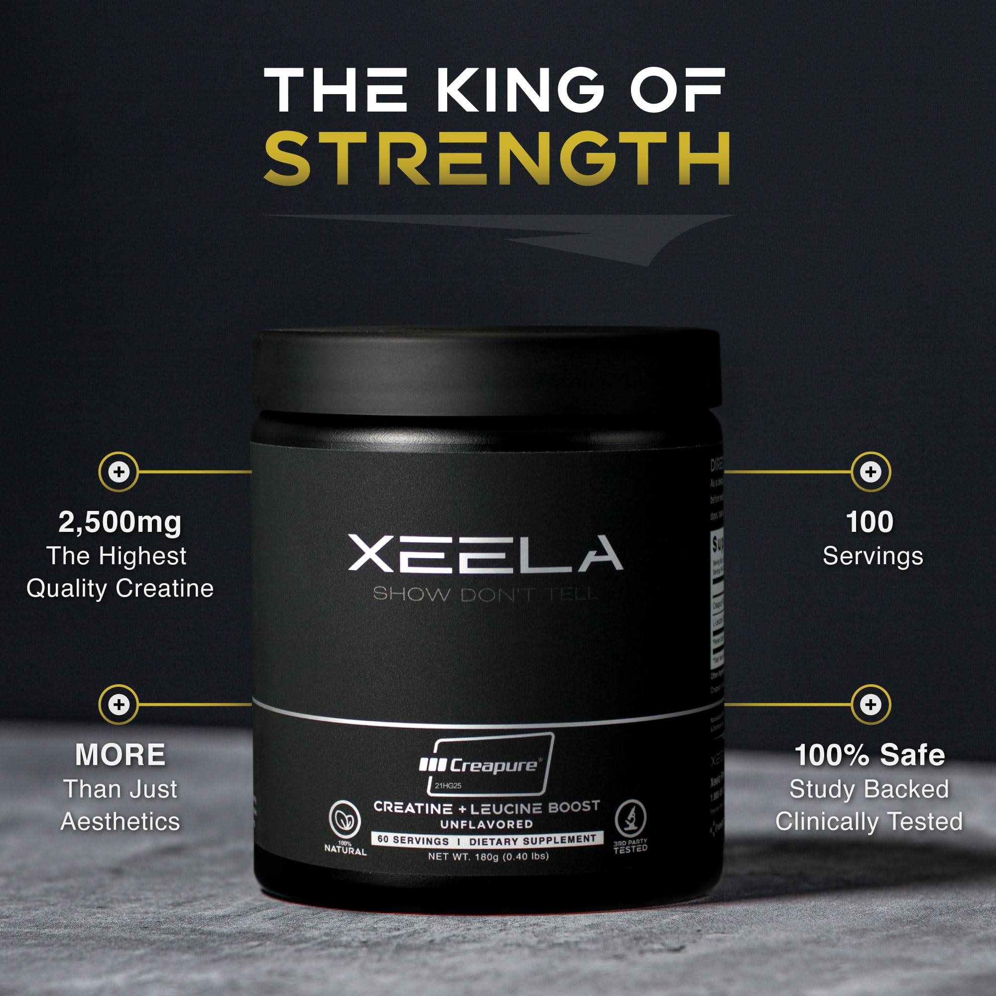 Illustration of strength and endurance benefits from XEELA Creatine