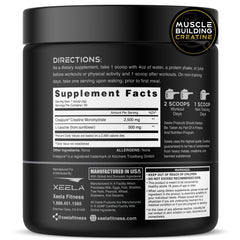 XEELA Creatine Unflavored 60 Servings bottle close-up