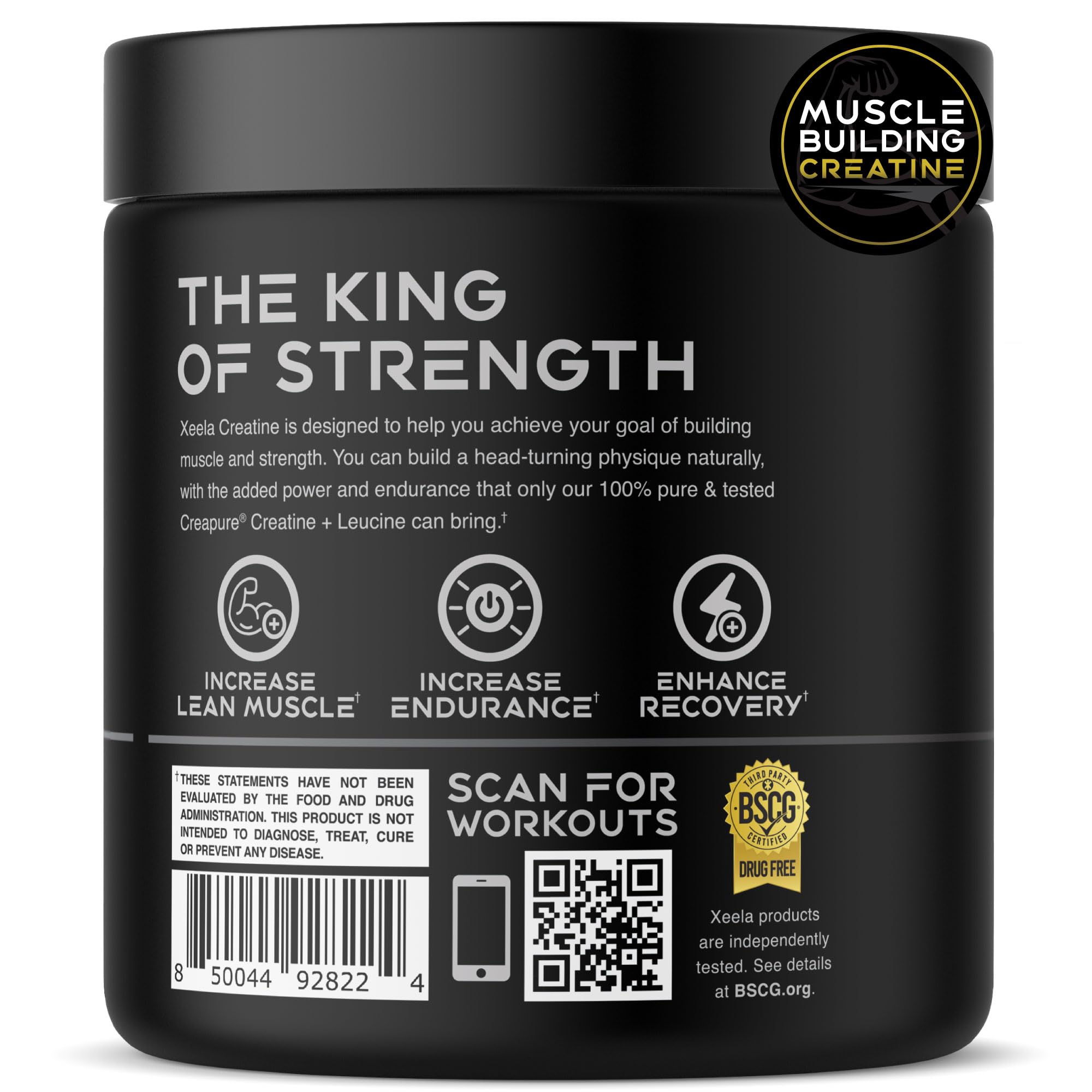 Creapure ingredients label on XEELA Creatine