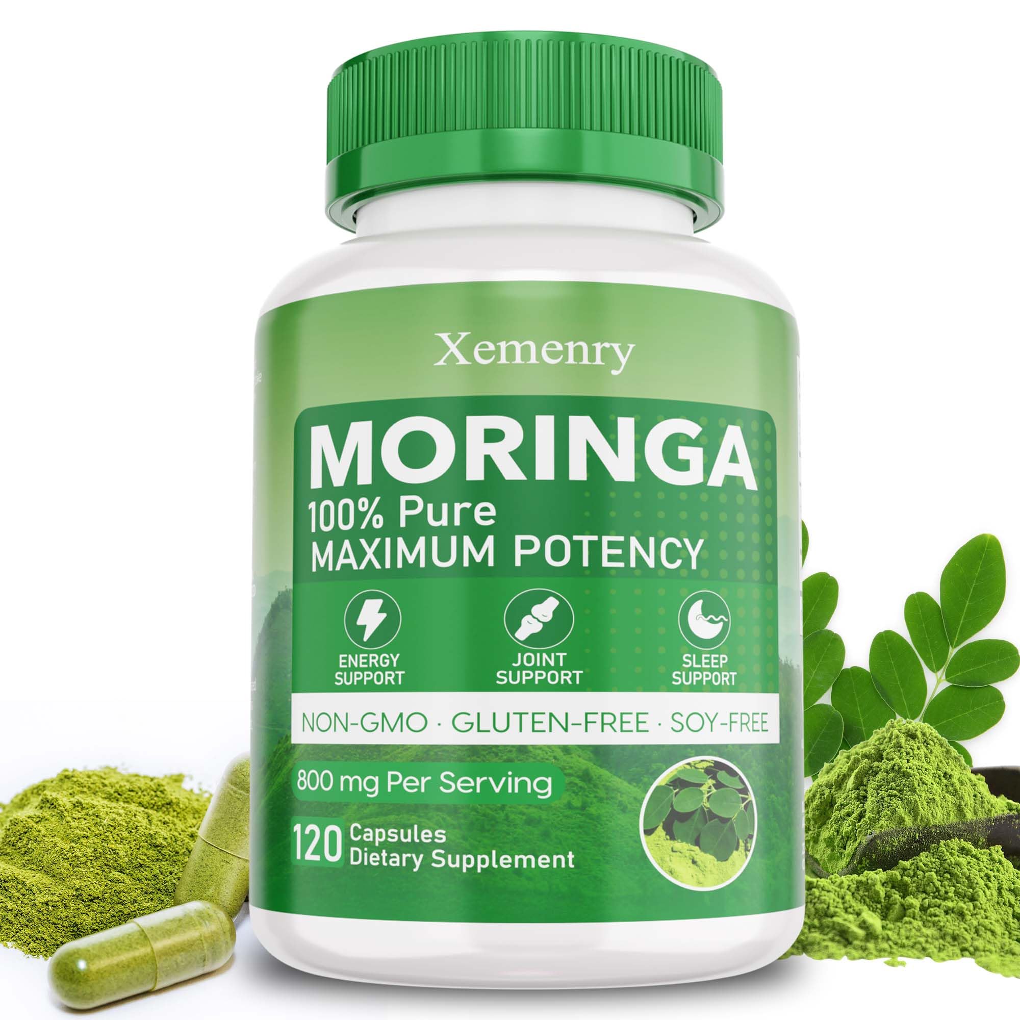 Xemenry Moringa Capsules 800mg bottle front view