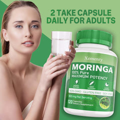 Xemenry Moringa Capsules 800mg bottle side view