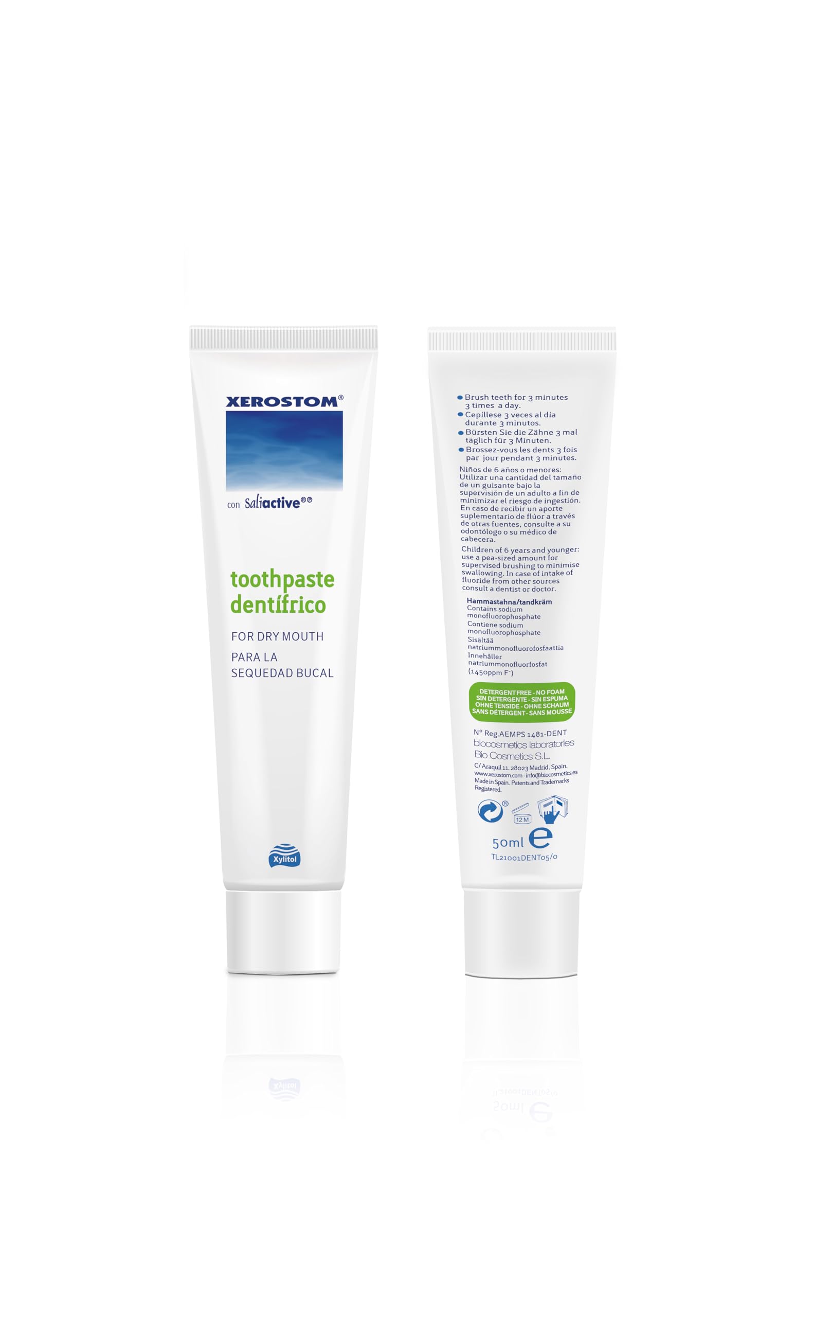 50ml toothpaste tube packaging for Xerostom With Saliactive
