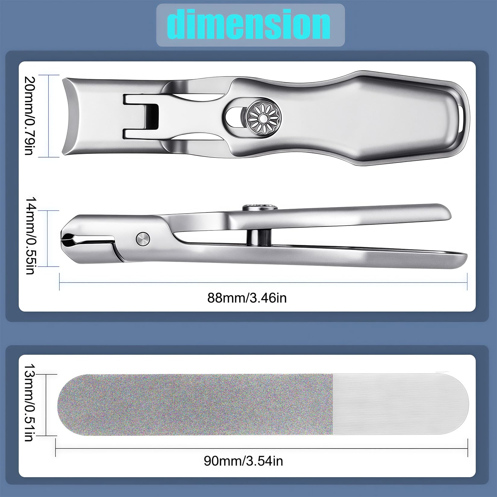 XGIZMOO nail clippers kit with diamond file and storage box for convenience.