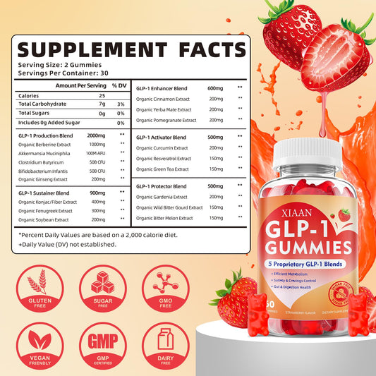 Strawberry-flavored GLP-1 gummies close-up