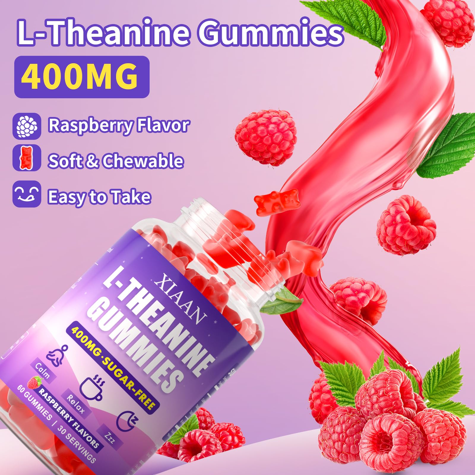 Dosage graphic for XIAAN L-Theanine Gummies (2 gummies daily)