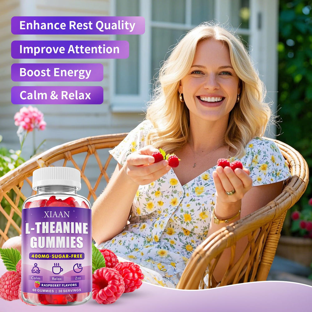 Product label for XIAAN L-Theanine Gummies with 400mg per serving