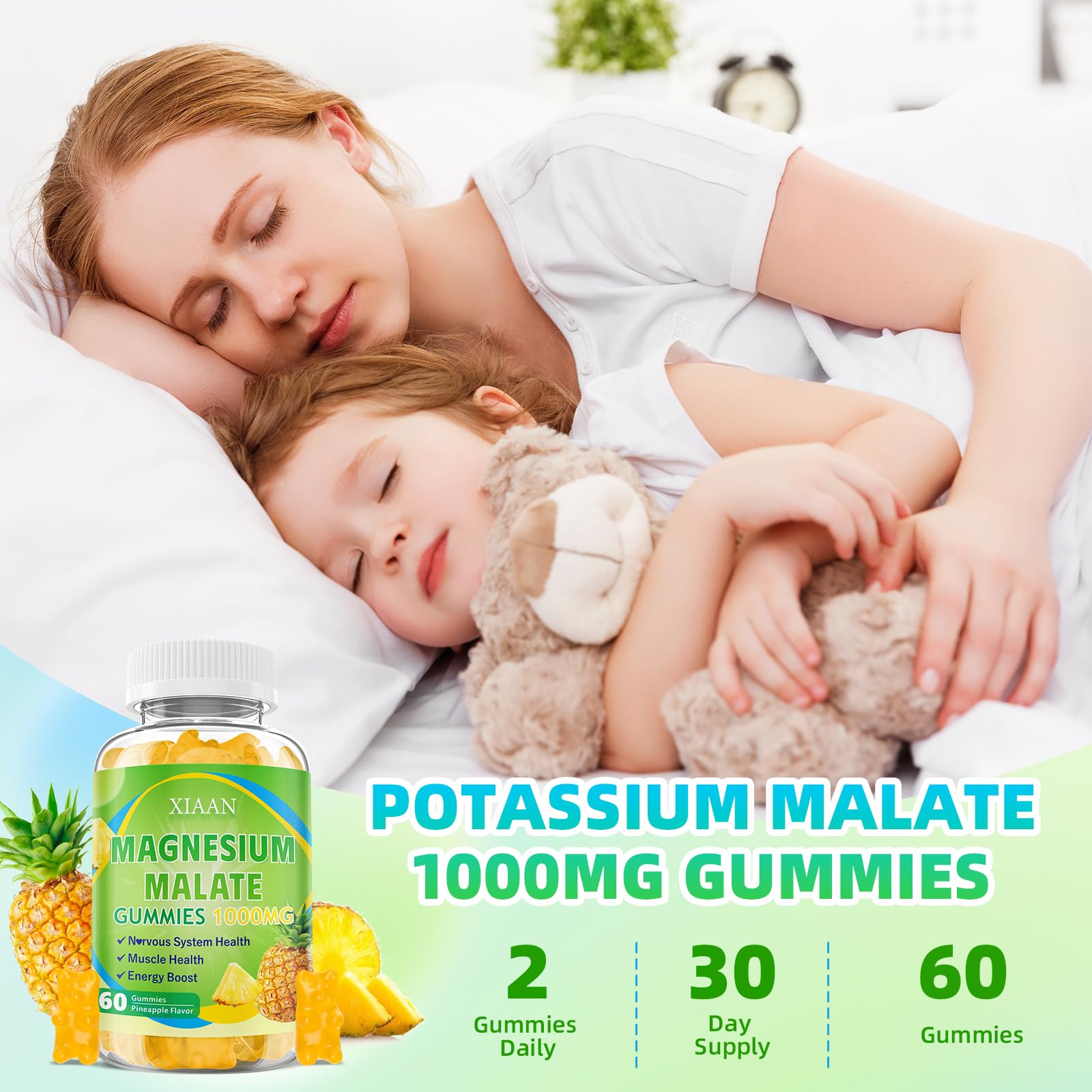 XIAAN Magnesium Malate Gummies ingredients panel