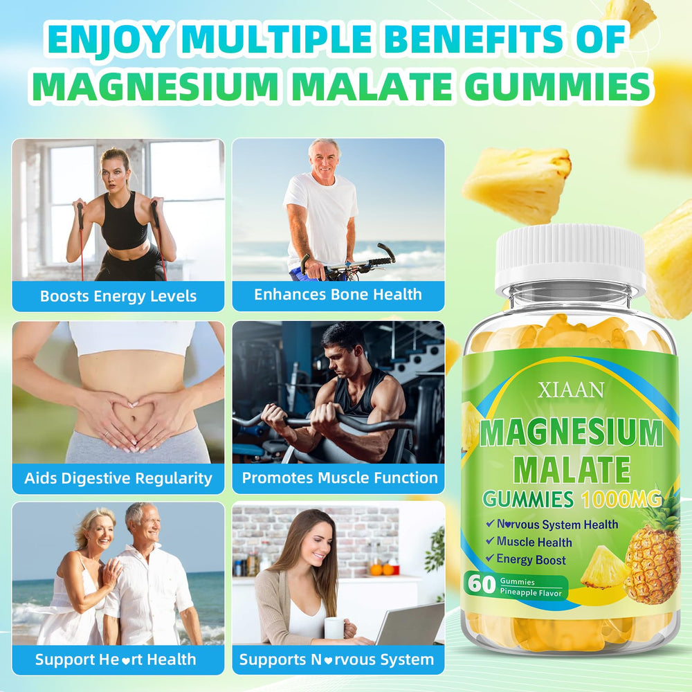 XIAAN Magnesium Malate Gummies pineapple flavor label