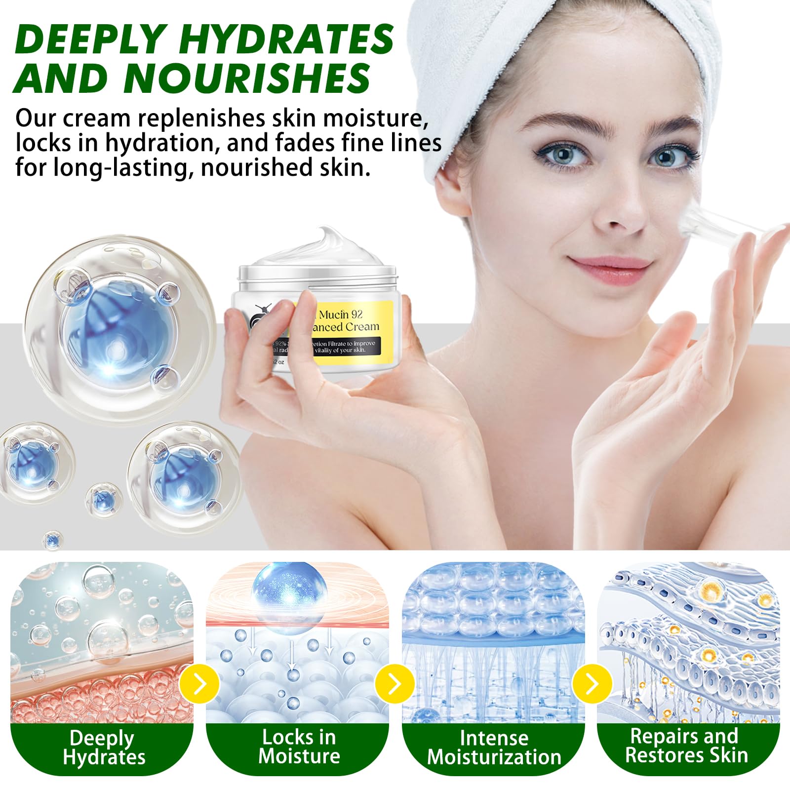Close-up of hydrated XIAMOFUZHOU snail mucin on skin detail